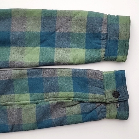 Noble Outfitters Women's Blue Green  Plaid Flannel Snap Button Up Shacket Sz M - Picture 6 of 13